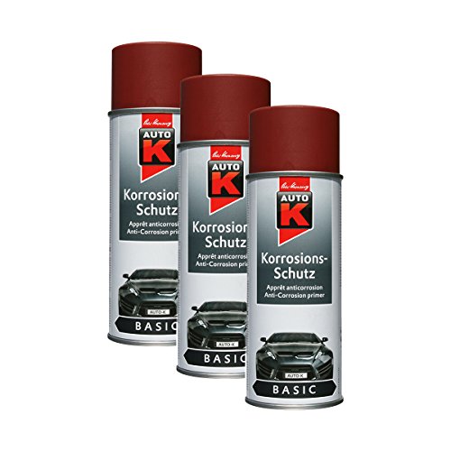 3x KWASNY 233 058 AUTO-K BASIC Korrosionsschutz-Grundierung Rotbraun 400ml