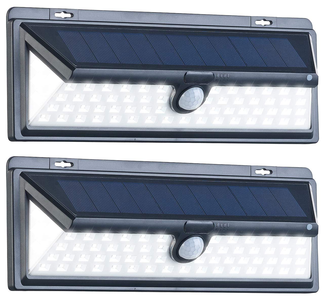 Luminea Solar Außenleuchten: 2er-Set Solar-LED-Wandleuchten, Bewegungs-Sensor, Akku, 800 lm, 13,2 W (Solarleuchten außen, Balkon Solarleuchten, Dachrinnenleuchten Bewegungsmelder Funktion)
