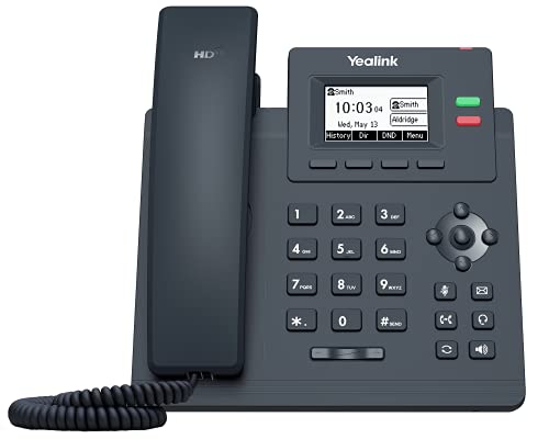 Yealink T31P IP-Telefon, 2 VoIP-Konten, 5,8 cm (2,3 Zoll) grafisches Display, Dual-Port 10/100 Ethernet, 802.3af PoE, Netzteil Nicht enthalten (SIP-T31P)