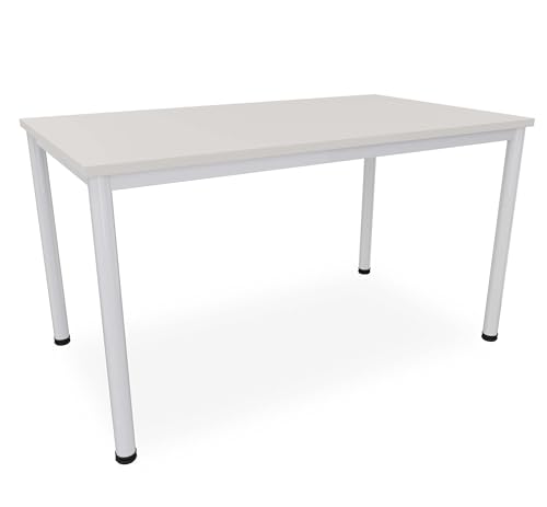 Schreibtisch in verschiedenen Größen und Farben graues Metallgestell Konferenztisch Besprechungstisch Arbeitstisch Universaltisch Bürotisch Verkaufstisch (B: 140 cm x T: 80 cm, Lichtgrau)