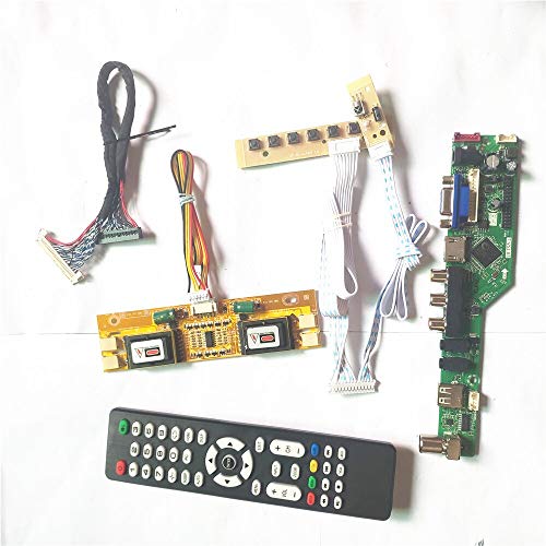 QD15XL16 Rev.01/2 T.V53 Drive Card Board 4CCFL LVDS 20Pin HDMI VGA AV USB RF LCD Display Panel Inverter + Fernbedienung + Tastatur Kit (QD15XL16 Rev.02)