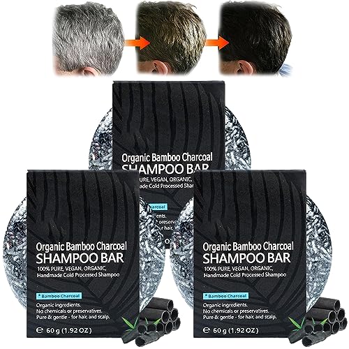 Revitalisierungsriegel Für Reines Haar, Reiner Shampoo-Riegel, Haarverdunkelnder Shampoo-Riegel, Spartan Grey Hair Reverse Bar, Shampoo-Riegel Aus Bio-Bambuskohle (3 Stk)