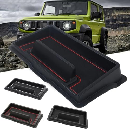 HEJIAL Auto-Innenraum-Armaturenbrett-Aufbewahrungsbox, Tablett, Telefonhalter, Ständer, Organizer, rutschfestes Auto-Styling-Zubehör (schwarz, rot) Für Suzuki Für Jimny 2019 2020