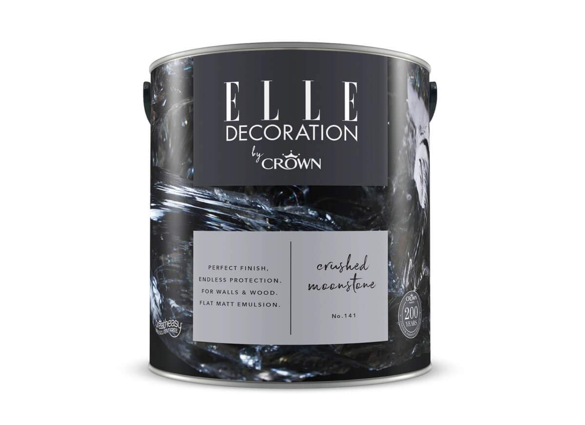 ELLE DECORATION Crushed Moonstone No. 141, 2,5 L, extra-matte Premium Wandfarbe für Innen, für Wände und Holz, hohe Deckkraft, Innenfarbe,beruhigendes Mittelgrau mit blauen Untertönen