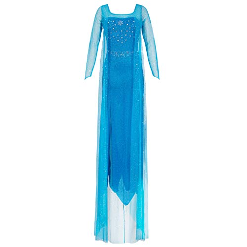 Katara 1768 - Damen Kostüm Prinzessin ELSA Kleid Frozen, Glitzerstoff Fasching Karneval Party, Größe S, Blau