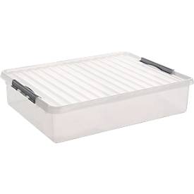 Aufbewahrungsbox Sunware Q-LINE, Verschlussclips, transparent, stapelbar, 60 l, L 800 x B 500 x H 180 mm, grau