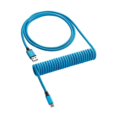 CableMod Classic Coiled Keyboard Cable - Spiralkabel für Tastatur USB C auf USB Typ A - Gaming Tastaturkabel 1,5m Lange - Hohe Lebensdauer - Blau