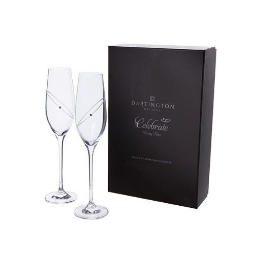 personalisierbar Dartington Celebration Glitz Champagner Flöten Brille Klar – mit eigenen Nachricht