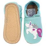 HOBEA-Germany Kitaschuhe Safestep, Kinderhausschuhe, Lederschuhe (Einhorn mint, 20/21)