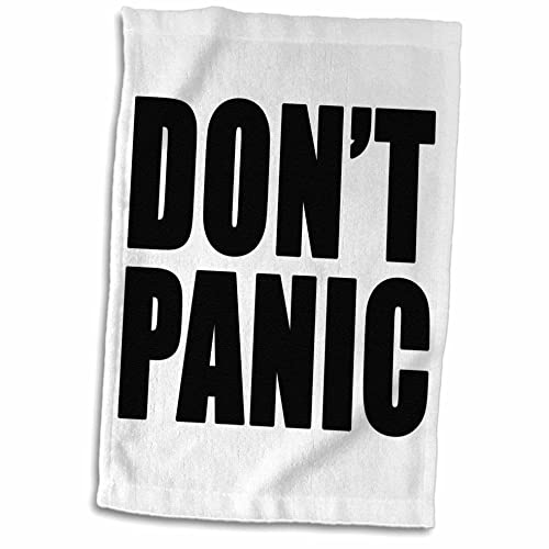 3dRose Handtuch Don't Panic Black, Polyester/Baumwolle, Schwarz, 38,1 x 55,9 cm