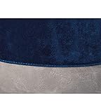 Pouf aus blauem und grauem Samt mit Kunstledergriff, 38x32,5x43 cm
