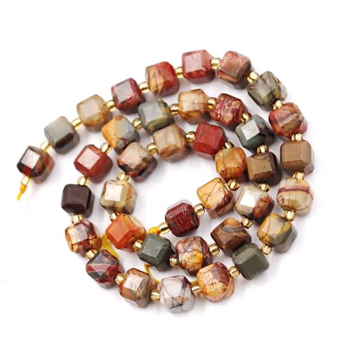 Fukugems Naturstein perlen für schmuckherstellung, verkauft pro Bag 5 Stränge Innen, facettierter Würfel Red Picasso Jasper 6mm