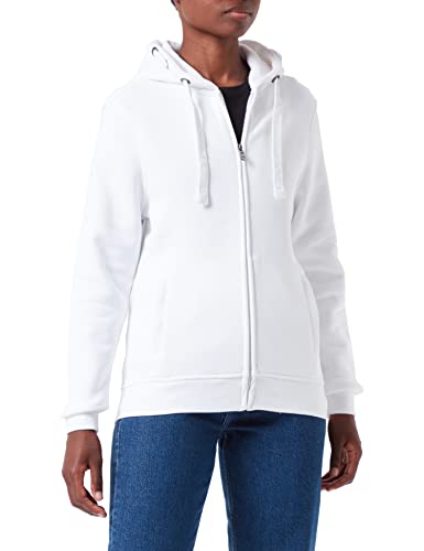 HRM Damen 807 Premium Hooded Jacket I Fair Trade Frauen Kapuzenjacke, 320 g/m² I Aus 70% Baumwolle & 30% recyceltem Polyester, White, M