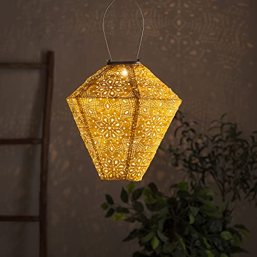 Lights4fun LED Solar Lampion Diamant Tyvek Marokkanische Laterne Außenbereich