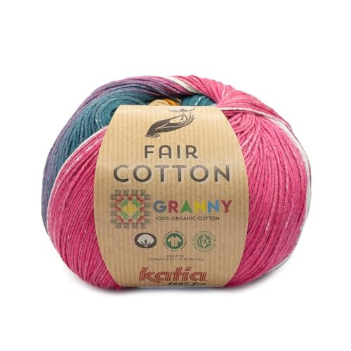 Katia Fair Cotton Granny 150g | Farbverlauf zum Granny Squares häkeln | GOTS Baumwollgarn | Bio Baumwolle zum Stricken (307)