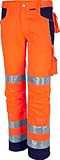 Qualitex Warnschutz-Bund-Hose Arbeits-Hose PRO MG 245 - orange/marine - Größe: 52