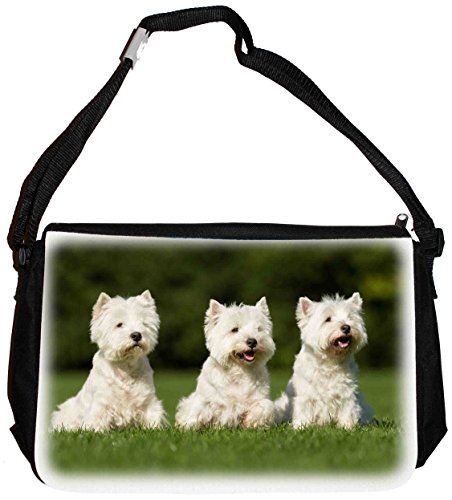 Merchandise for Fans Schultertasche - 38x28x8cm, 8,5 Liter, schwarz Motiv: West Highland White Terrier/Westie - 02