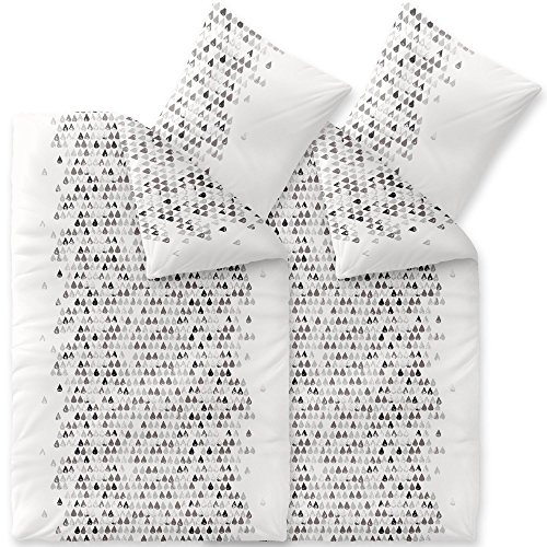 CelinaTex Touchme Biber Bettwäsche 155 x 220 cm 4teilig Baumwolle Bettbezug Rabea Herz weiß grau schwarz