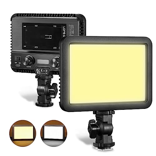 Godox LDP8Bi 10 W LED-Videoleuchte 2800 K–6500 K Kamera Fülllicht zweifarbige Temperatur, dimmbar, 11 FX-Lichteffekte, Zwei Stromversorgungsmöglichkeiten mit Kaltschuh-Adapter für Vlog/YouTube