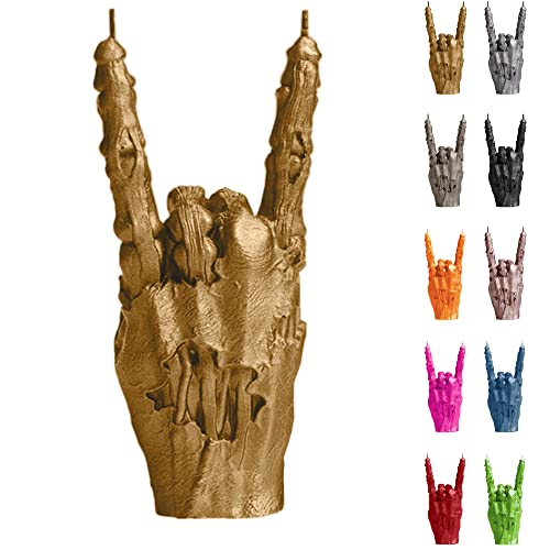 Candellana Kerze Hand RCK | Höhe: 22 cm | Zombie Hand | Klassisches Gold | Brennzeit 30h | Kerzengröße gleicht 1:1 Einer realen Hand | Handgefertigt in der EU