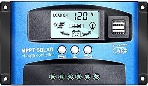 Y&H 60A MPPT Solar Charger Controller 12V/24V Auto Focus Tracking Solarpanel Laderegler Regler mit Dual USB Port,LCD Display, Modell:Wanderer BL912 (Blau)