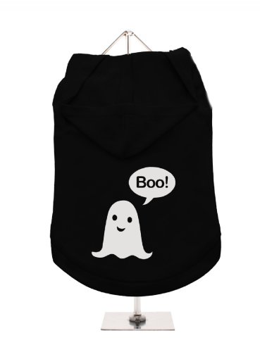 "Halloween: Ghost Boo." UrbanPup Hunde-Hoodie Hoodie (schwarz/Spiegel Silber)