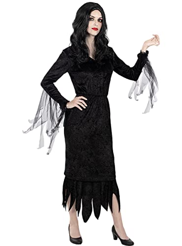Funidelia | Morticia Addams Kostüm - The Addams Family für Damen ▶ Horrorfilm, Horror - Kostüm für Erwachsene & Verkleidung für Partys, Karneval & Halloween - Größe L - Schwarz