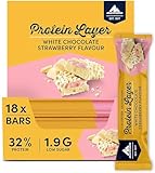 Multipower Protein Layer Bar Energieriegel mit 32% Protein – Fitnessriegel 18x50 g – Proteinriegel als Sport-Snack – Eiweißriegel mit White Chocolate Strawberry Geschmack – kalorienarmer Eiweißriegel