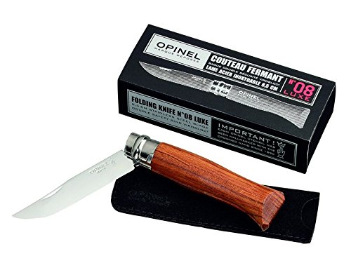 Opinel Luxus Messer, Größe 8, Padouk-Holz, rostfrei (mit Wunschgravur)