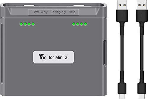 YUNIQUE Deutschland Ladegerät kompatibel mit DJI Mini 2 / Mini SE Drohnen, Zwei-Wege-Ladehub Drohnenbatterien USB-Ladegerät Zubehör (grau)