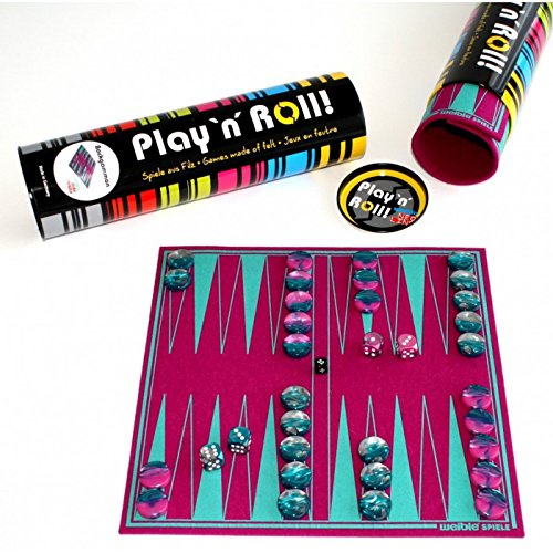 Weiblespiele 06227 Backgammon 'Play 'N' ROLL' aus Wollfilz mit Spielsteinen aus Acrylglas