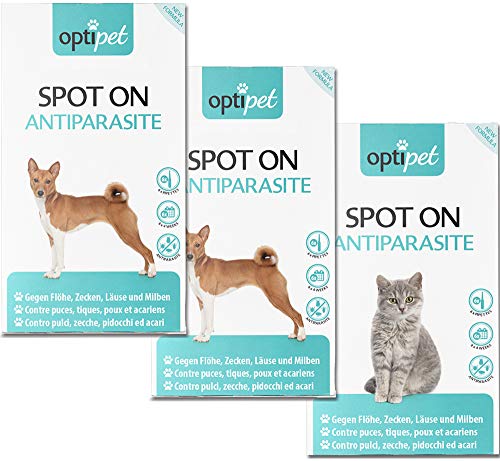OptiPet 2X Spot On Für Hunde 1x Spot On Für Katzen gegen Milben Flöhe Zecken