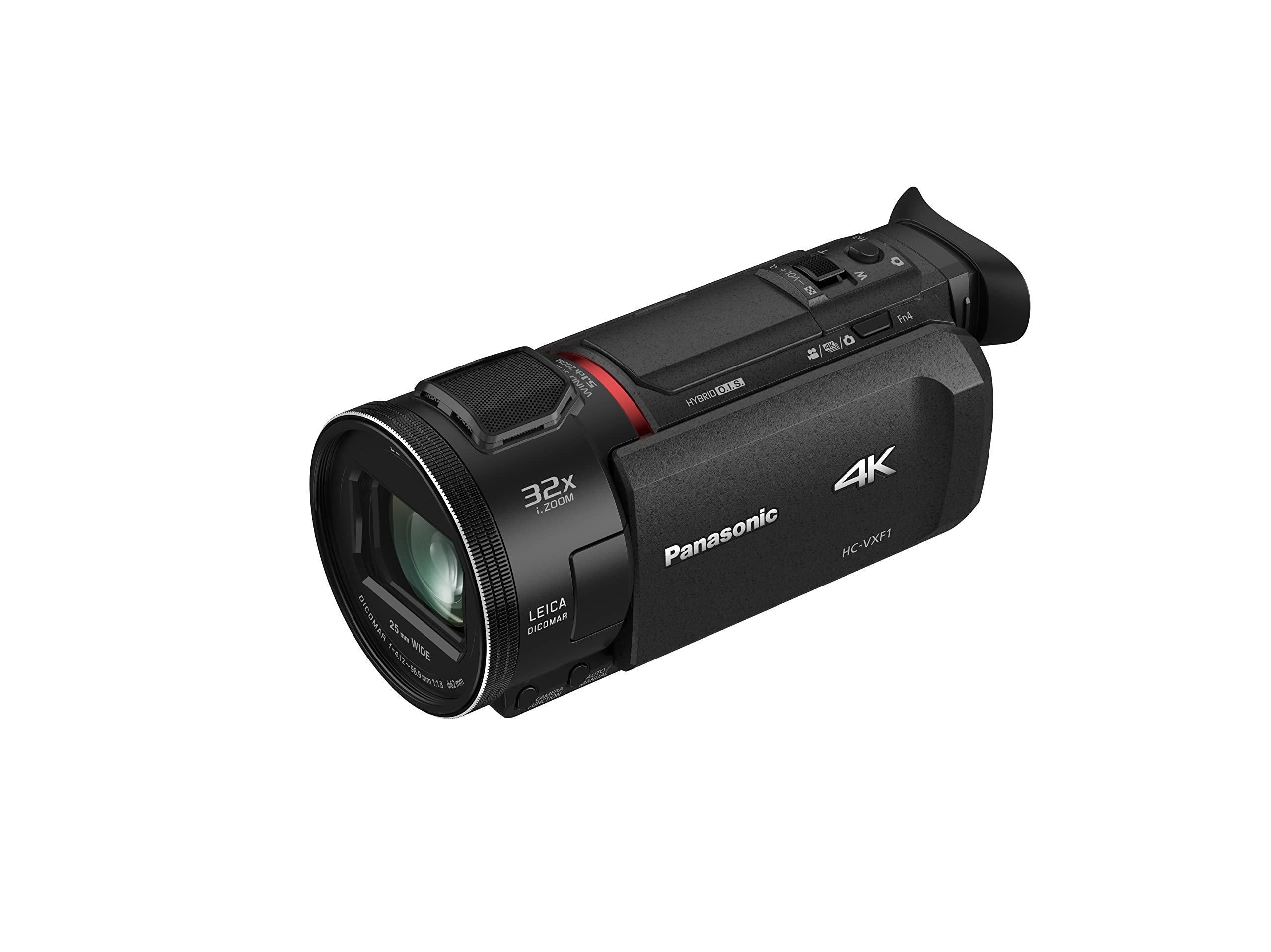 Panasonic HC-VXF1 4K Ultra HD-Kamera (große MOS-Matrix, Leica Dicomar Objektiv, 25mm Weitwinkel, Optischer Zoom 24x, EVF-Visierer, HYBRID I.O.S.+), schwarz