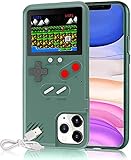 Gameboy Hülle für iPhone, Autbye Retro 3D Handyhülle Spielkonsole mit 36 klassischen Spielen, Farbdisplay, stoßfeste Videospiel-Handyhülle für iPhone (für iPhone 11 Pro Max, Grün)