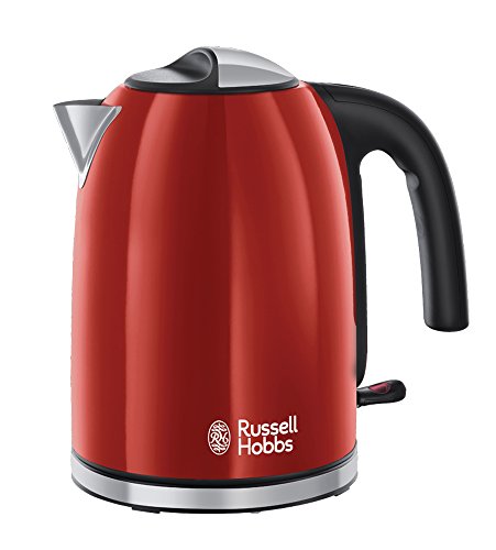 Russell Hobbs Kaffeemaschine Colours Plus+ Flame Red, 1.25l, Brausekopf Technologie, Glaskanne, 1000 Watt, Filter-Kaffeemaschine 20131-56, rot/schwarz