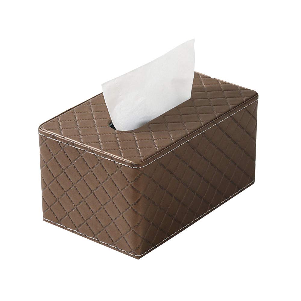 ZXGQF Tissue Box Rechteckiger Papierhandtuchhalter Für Zuhause, Büro, Auto, Autodekoration Tissue Box Holder, Plaid Brown