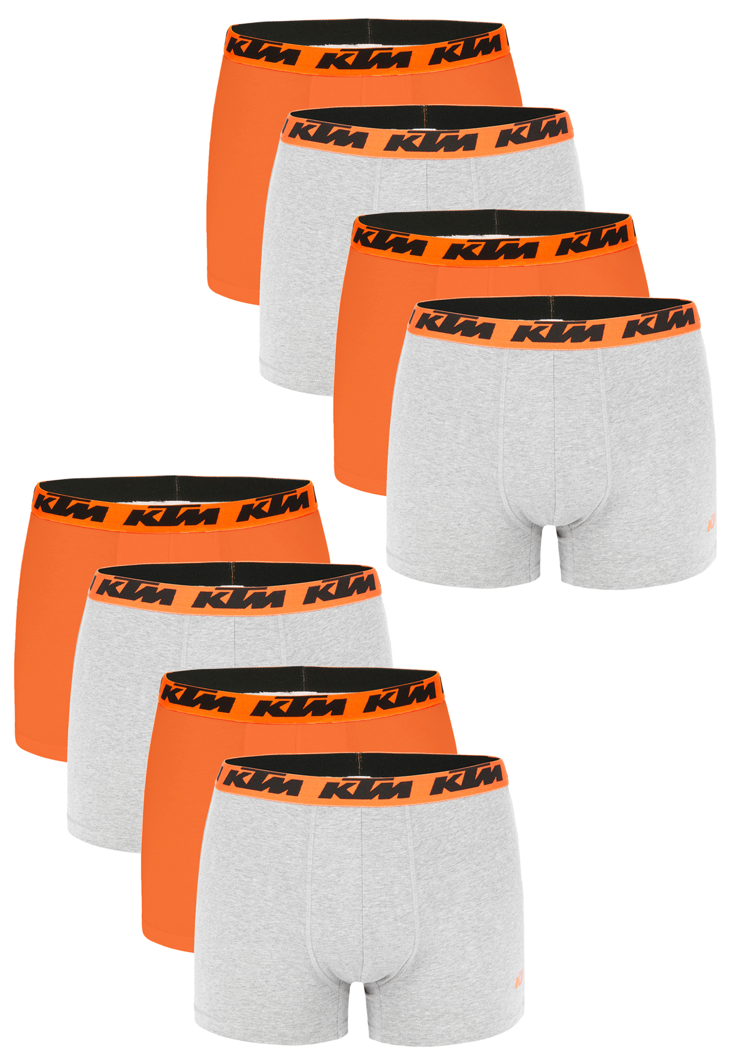 KTM Boxer Men Herren Boxershorts Pant Unterwäsche 4 er Multipack, Farbe:Light Grey / Orange2, Bekleidungsgröße:XL