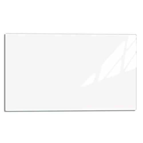 TMK | Herdabdeckplatte 80x52 cm 1-teilig | Ceranfeldabdeckung Induktion Herdschutz | Spritzschutz Glas | Glasplatte Deko Schneidebrett | weiß