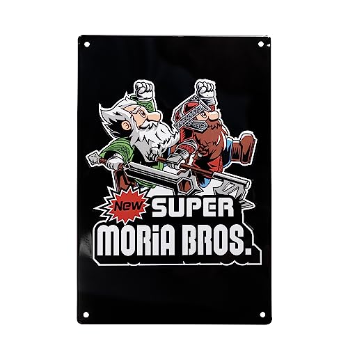 getDigital Super Moria Bros Blechschild - Dekobild aus Metall für Gamer und Fantasy Fans - 20 x 30,3 cm, Weißblech