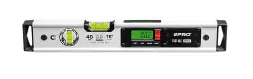 PRO900 Digitale Wasserwaage 40cm mit 2 LCD Displays - Elektronische Wasserwaage mit Messwertspeicher für bis zu 19 Ergebnisse Schutzart IP65 - Farbe Weiß
