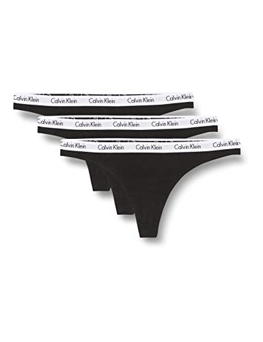 Calvin Klein Damen Thong 3PK Tanga, Schwarz (Black 001), One Size (Herstellergröße: S)