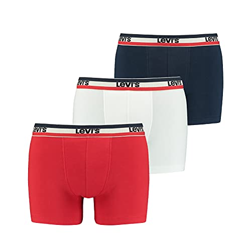 Levi's Mens Men's Sportswear Logo Briefs (3 Pack) Boxer Shorts, White/Blue/red, S