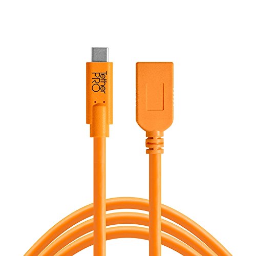 Tether Tools TetherPro USB-C to USB 3.0 Female Adapter - Verlängerungskabel mit USB-3.0-Kupplung und USB-C-Stecker (orange)