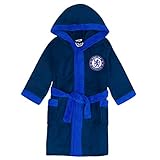Chelsea FC - Herren Fleece-Bademantel mit Kapuze - offizielles Merchandise Fußballfans - Dunkelblau - XL