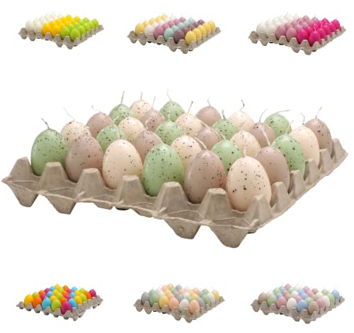 Hochwertige Eikerzen/Ostereier Kerzen - Bunter Mix - Eierkerzen Ostern - Dekoration (Farbmix (7) Vogeleier, Höhe: 6 cm (30 Stück))