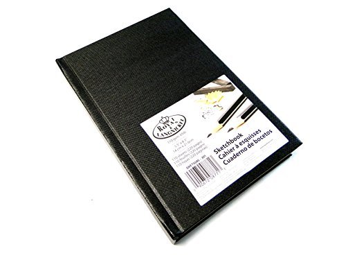 Royal & Langnickel schwarz A5 Skizzenbuch Kartusche Zeichnen Papier Künstler Sketch Book Pad Fester Einband 110 GSM 220 Seiten (14 x 21,6 cm)