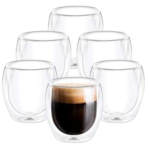Wilmax | Thermogläser Doppelwandig | Latte Macchiato Gläser Doppelwandig | Kaffeegläser | Cappuccino Tassen | Trinkgläser | Eiskaffee Tasse | Kaffeetassen | Teeglas | 250 ml | 6er-Set