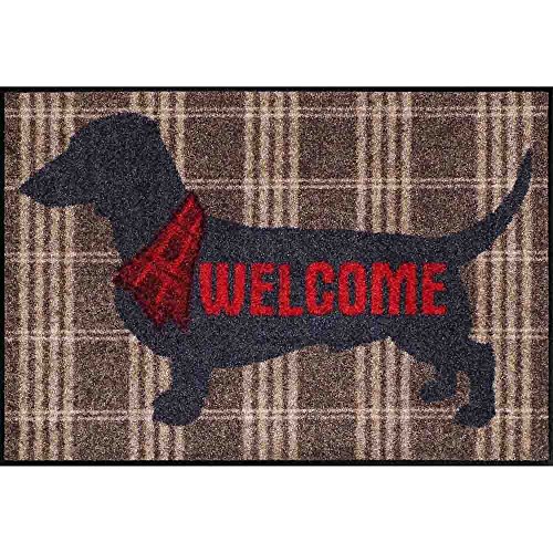 Salonloewe Fußmatte waschbar Welcome Home Dog 50x75 cm Eingangs-Matte Hunde Schmutzfangmatte