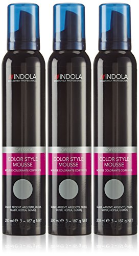 Indola Color Style Mousse silber, 3er Pack, (3x 200 ml)