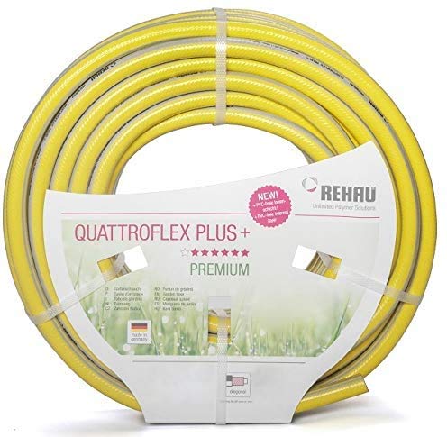 Rehau QUATTROFLEX PLUS + Gartenschlauch Wasserschlauch PVC gelb, 15 Meter 1/2